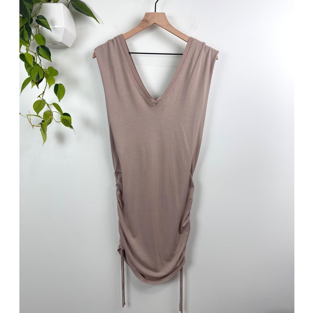 Project Social Twilight Double V Shirred Washed Dress Ruched Mini Dress XS